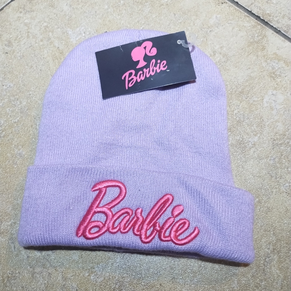 Barbie Embroidered Purple Knit Winter Hat O/S New With Tags